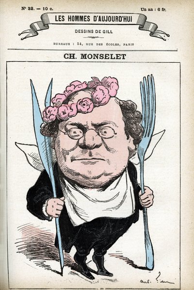 صورة تشارلز مونسيليت (1825-1888) ، شاعر فرنسي ، صحفي ، روائي ومذوق. كارتون جيل ، في “Les Homme d'Today” ، باريس بواسطة أندرو جيل
