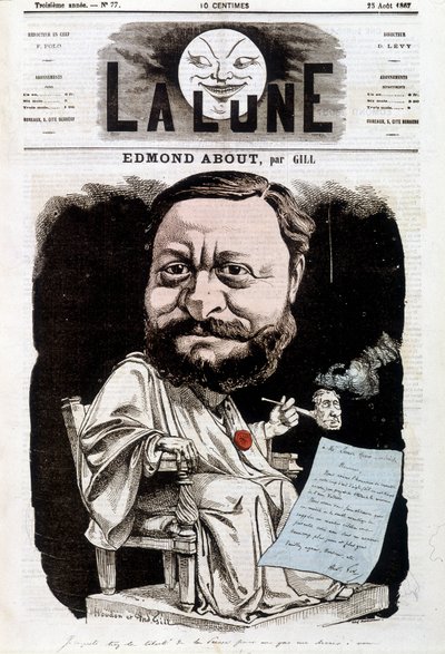 بورتريه إدموند أباوت ، كاتب فرنسي (1828-1885). في لا لون ، 25/08/1867. كاريكاتير جيل. بواسطة أندرو جيل