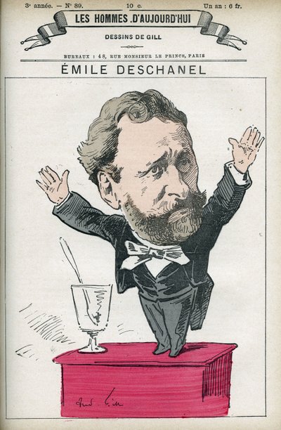 صورة شخصية لإميل ديشانيل (1819-1904) ، كاتب وسياسي فرنسي ووالد بول ديشانيل (1855-1922) ، رئيس الجمهورية الفرنسية عام 1920. كارتون جيل ، باريس. بواسطة أندرو جيل