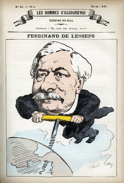 صورة لفرديناند دي ليسبس (1805-1894) ، دبلوماسي فرنسي. كارتون جيل ، في “Les Homme d
