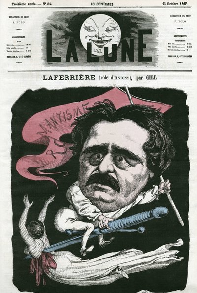 بورتريه لافرير (1853-؟) ، ممثل فرنسي في دور "أنتوني". كارتون جيل ، في "القمر" ، 13 أكتوبر بواسطة أندرو جيل