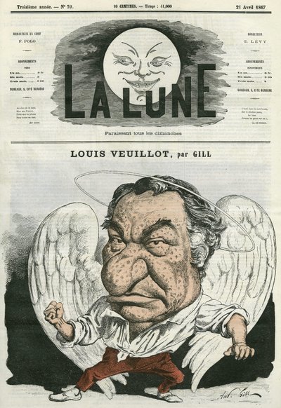 صورة لويس فيويو (1813-1883) ، صحفي فرنسي وأديب. كارتون جيل ، في "القمر" ، 21 أبريل بواسطة أندرو جيل