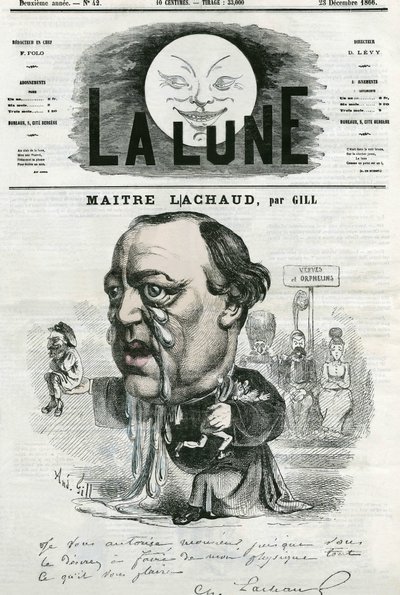 صورة للمتر تشارلز لاشود (1817-1882) ، محامي فرنسي. كارتون جيل ، في "" La Lune ، 23 ديسمبر بواسطة أندرو جيل
