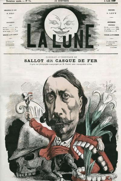 بورتريه سالوت ، المعروف باسم "خوذة حديدية". رسم كاريكاتوري لجيل ، في "La Lune" ، 4 أغسطس بواسطة أندرو جيل