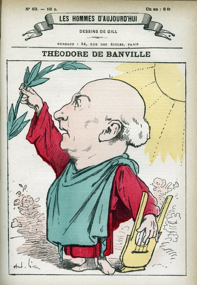 صورة لثيودور دي بانفيل (1823-1891) ، شاعر فرنسي وأحد قادة مدرسة بارناسيا. كارتون جيل ، باريس. بواسطة أندرو جيل