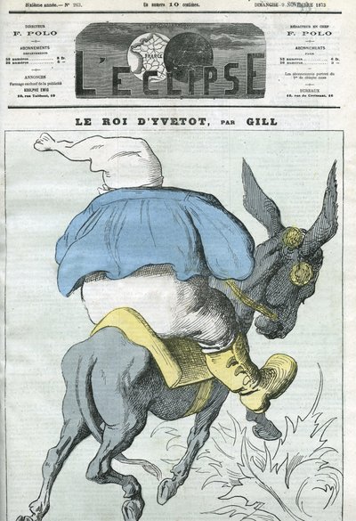 ملك إيفيتوت ، رسم كاريكاتوري لأدولف تيير (1797-1877) ، رجل دولة فرنسي. الغلاف في "L'Eclipse" بقلم جيل ، 9 نوفمبر بواسطة أندرو جيل