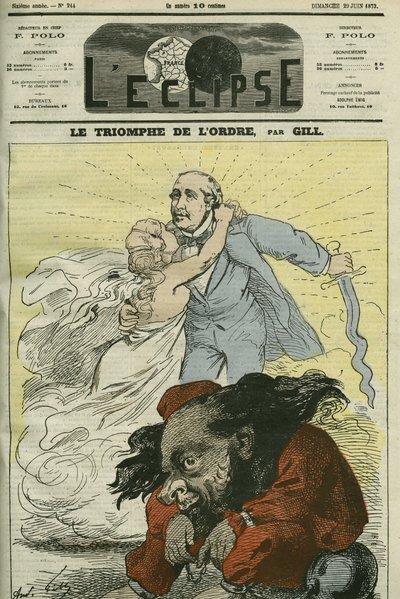 انتصار الأمر ، وهو رسم كاريكاتوري لجيل ، تم تعداده حسب الأمر الذي وضعه دوق برولي (1821-1901). غلاف في “L