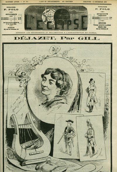 تكريم وصورة لفيرجينى دجازيت (1797-1875) ، مغنية أوبرا كوميدية. الغلاف في "L'Eclipse" بقلم جيل ، 12 ديسمبر بواسطة أندرو جيل