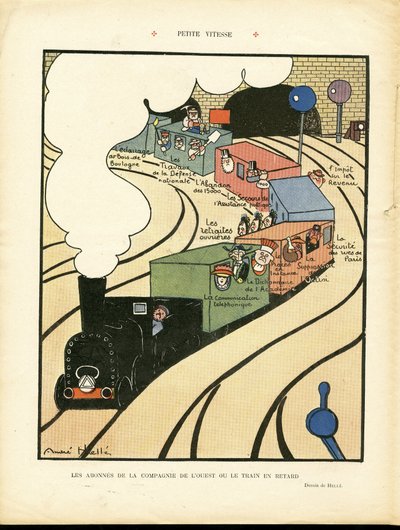رسم توضيحي لأندريه هيلي (1875-1945) في لو رير، 25/01/08 - سرعة صغيرة - النقل، سكة حديد القطار، الشركة الغربية بواسطة أندريه هيل