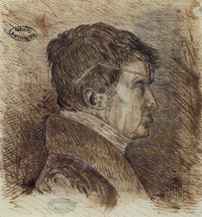 بورتريه ذاتي 1775-1836 ، قلم وحبر على ورق من القرن التاسع عشر بواسطة Andre Marie Ampere