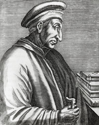 صورة شخصية كوزيمو دي ميديشي ، المعروف باسم إلدر (1389-1464) ، سياسي إيطالي ، نقش من اللوحات الحقيقية وحياة الرجال اللامعين بواسطة أندريه ثيفت
