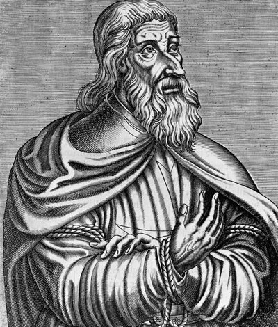 Portrait of Jacques de Molay (1243-1314), French Grand Master of Knights Templars, engraving by Andre Thevet (1504-1592), published in 1584 بواسطة أندريه ثيفت