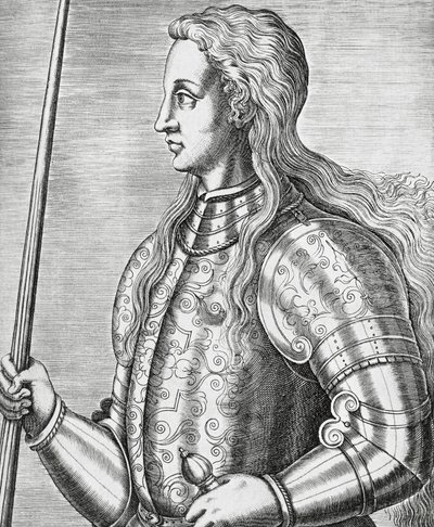 صورة لجوان دارك (1412-1431) ، القديس الفرنسي والقائد العسكري ، نقش لأندريه تيفيت (1502-1590) بواسطة أندريه ثيفت