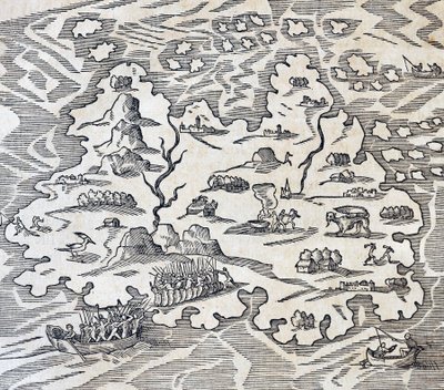جزيرة الثالوث ، نقش من علم الكونيات العالمي لأندريه تيفيت (1504-1592) ، باريس بواسطة أندريه ثيفت