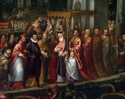 Doge Mocenigo and Patriarch Trevisan welcoming Henry III to the Lido in 1574 بواسطة أندريا) فيسينتينو