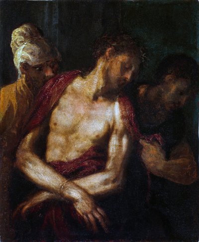 Ecce Homo par Schiavone، Andrea (حوالي 1520-1582). زيت على خشب ، مقاس: 34.9x31.4 بواسطة أندريا شيافوني