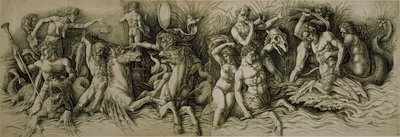 Battle of the Sea Gods (pen & brown ink on paper) بواسطة أندريا (ورشة عمل) مانتيجنا