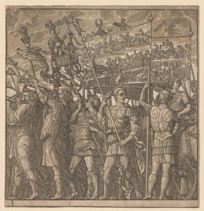 انتصار يوليوس قيصر: الجنود يحملون صور الحرب ، 1593-99. بواسطة أندريا أندريني