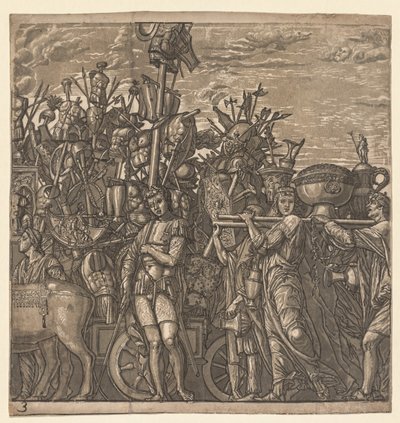 انتصار يوليوس قيصر: الجنود يسيرون مع جوائز الحرب ، 1593-99. بواسطة أندريا أندريني
