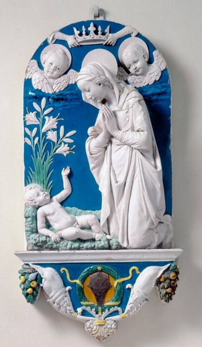 Madonna of the Lilies, Adoration of the Child بواسطة أندريا ديلا روبيا