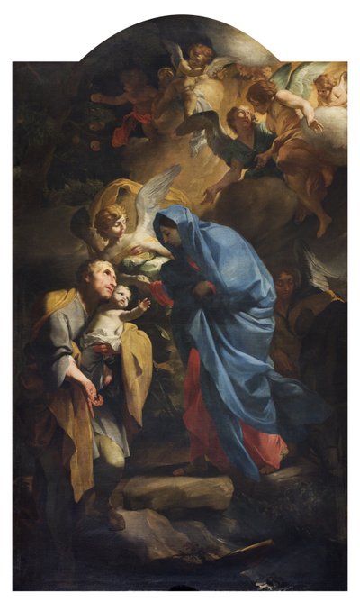 العائلة المقدسة أو الرحلة إلى مصر ، 1673-74 بواسطة أندريا لانزاني
