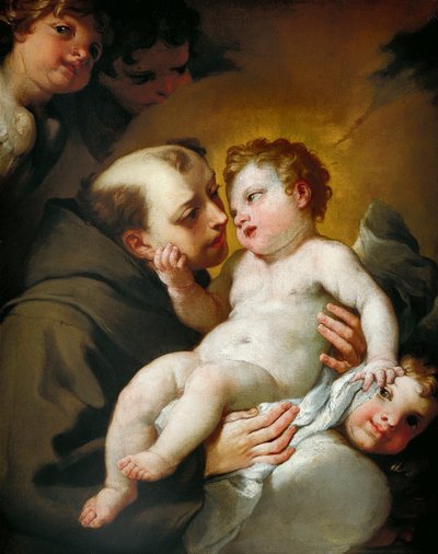 القديس أنتوني بادوفا مع يسوع الرضيع ، بقلم أندريا لانزاني (1641-1712) ، زيت على قماش ، 92 × 78 سم بواسطة أندريا لانزاني