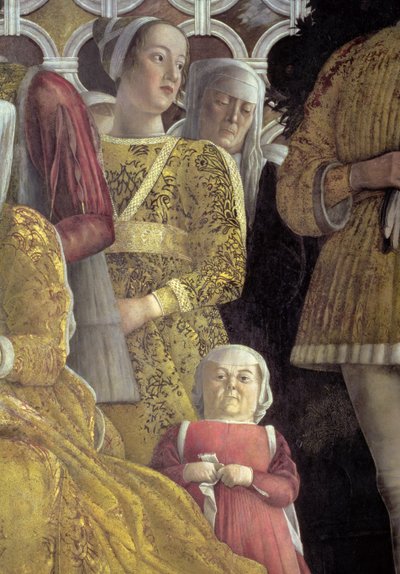 قزم وحاكمون آخرون من صورة جماعية لعائلة ومحكمة Marchese Ludovico Gonzaga III of Mantua ، من الكاميرا degli Sposi أو Camera Picta ، 1465-1474 تفاصيل جدارية 78449 بواسطة أندريا مانتيجنا