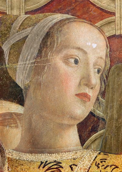 رأس امرأة ، تفاصيل ماركيز لودوفيكو الثالث غونزاغا ومحكمته في الكاميرا degli Sposi ، c.1465-75 (تفاصيل 166336) بواسطة أندريا مانتيجنا