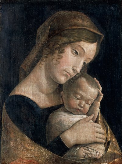 مادونا والطفل النائم لأندريا مانتيجنا (1431-1506) ، تمبرا غراء على الكتان ، 43 × 32 سم بواسطة أندريا مانتيجنا