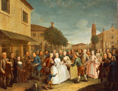 A Party at Villa Widmann, c.1750 (oil on canvas) بواسطة أندريا باستو