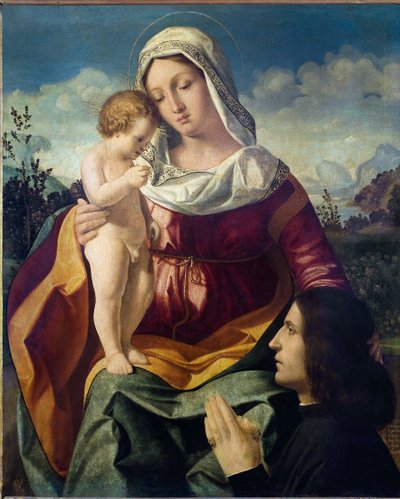 العذراء والطفل ، مع متبرع - لوحة لأندريا بريفتالي (حوالي 1480-1528) ، زيت على قماش بواسطة أندريا بريفيتال