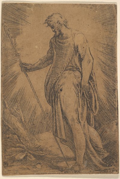 الرسول يحمل موظفين يواجه اليسار ، كاليفورنيا. 1540-60. بواسطة أندريا شيافوني