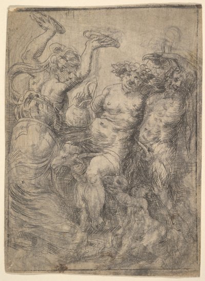 نزهة Bacchic مع Silenus ركوب الماعز في المركز ، كاليفورنيا. 1540-43. بواسطة أندريا شيافوني