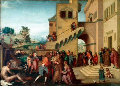 تاريخ يوسف بن يعقوب: "" يوسف يفسر أحلام فرعون "الرسم على الخشب لأندريا ديل سارتو (1486-1530) 1515-1517 ديم. 98x135 سم فلورنسا ، قصر بيتي ، جاليريا بالاتينا بواسطة أندريا ديل سارتو