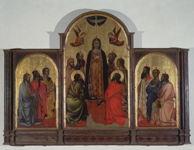 عيد العنصرة (درجة الحرارة على اللوحة) بواسطة Andrea di Cione Orcagna
