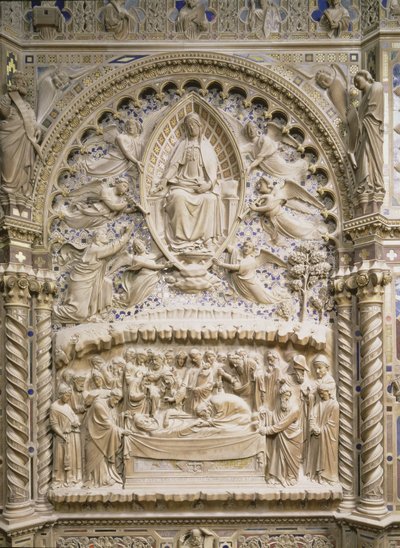 خيمة ، تفصيل يوضح موت العذراء وافتراضها ، 1359 بواسطة Andrea di Cione Orcagna