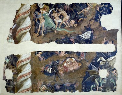 انتصار الموت ، تفاصيل شظايا تصور الجحيم ، 1348 لوحة جدارية بواسطة Andrea di Cione Orcagna
