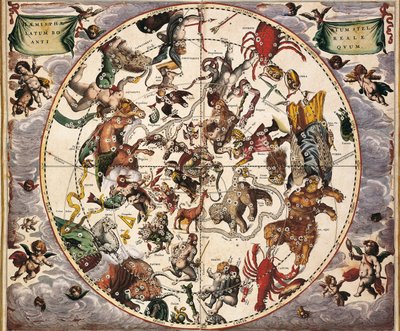 سيلاريوس ، أندرياس (1596-1665). الأطلس السماوي أو الانسجام الكبير. 1661. ورقة 24. نصف الكرة الشمالي القديم المرصع بالنجوم. تمثيل نصف الكرة الشمالي. طبع في أمستردام بواسطة يوهانس يانسونيوس. العصر الحديث المبكر نقش. إسبانيا ج بواسطة أندرو سيلاريوس