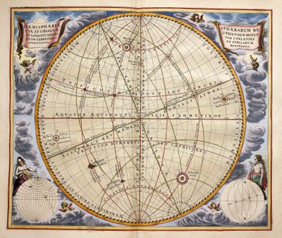Trajectories of planets and stars as seen from Earth, engraving from Harmonia Macrocosmica, by Andreas Cellarius (1596-1665) بواسطة أندرو سيلاريوس