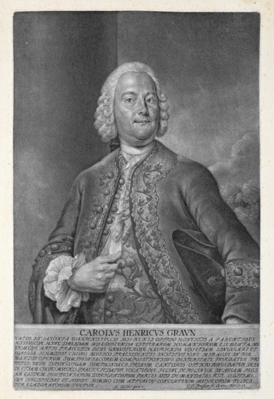 كارل هاينريش غراون (1703-59) منقوش بواسطة فالنتين دانيال بريسلر (1717-65) 1752 (mezzotint) بواسطة أندرياس مولر
