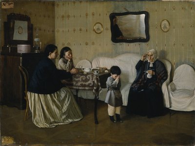 صباح الأسرة. تعليم الطفل الصلاة 1871 بواسطة أندريه أنتيبوفيتش روميانتسيف