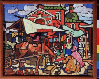 سوق. لوحة لأندريه إيفانوفيتش ديميترييف (1893-1921). زيت على قماش بواسطة أندريه إيفانوفيتش دميترييف