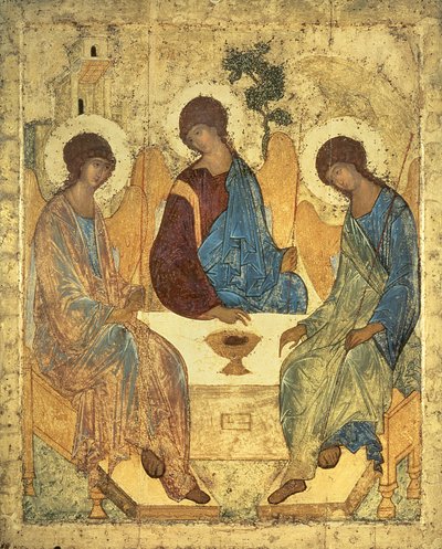 الثالوث المقدس ، 1420 (درجة الحرارة على اللوحة) (للنسخة انظر 40956) بواسطة Andrei Rublev