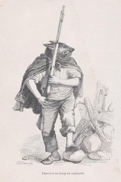رأيت ذئبًا يقف حارساً من مشاهد من الحياة الخاصة والعامة للحيوانات ... ، كاليفورنيا. 1837-47. بواسطة أندرو بست ليلوار