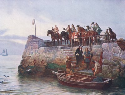 السبب المفقود: رحلة جيمس الثاني بعد معركة بوين 1690 ، رسم توضيحي من "المعارك البريطانية على الأرض والبحر" بواسطة أندرو كاريك جو