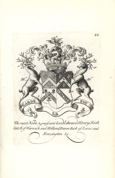 Coat of arms and crest of Lord Edward Henry Rich, 7th Earl of Warwick and Holland, Baron RIch of Leeze and Kensington بواسطة أندرو جونستون
