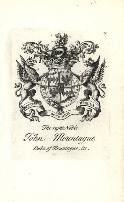شعار النبالة وشعار النبيل الأيمن جون مونتاجو ، دوق مونتاجو الثاني 1690-1749 بواسطة أندرو جونستون