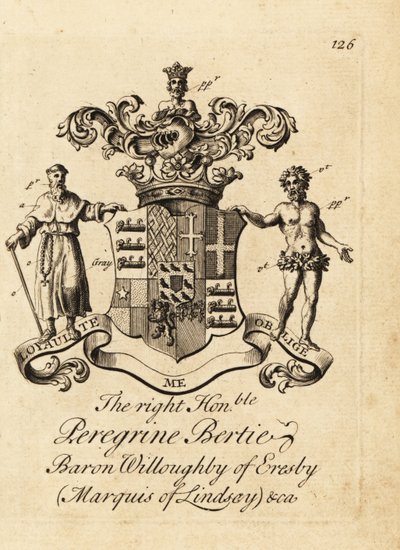 Coat of arms of the Right Honourable Peregrine Bertie, Baron Willoughby of Eresby, Marquis of Lindsay, 2nd Duke of Ancaster and Kesteven بواسطة أندرو جونستون