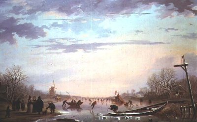 مشهد التزلج على نهر متجمد بواسطة أندريس فيرميولين