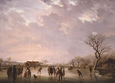 مشهد الشتاء مع المتزلجين بواسطة أندريس فيرميولين